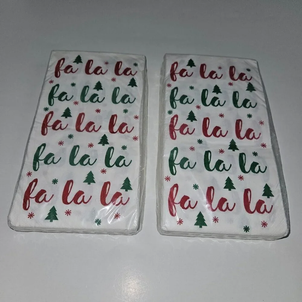 NEW 4 Packages Christmas Napkins Lot FaLaLa Fa La La ~ Sizes (2) Guest (2) Lunch